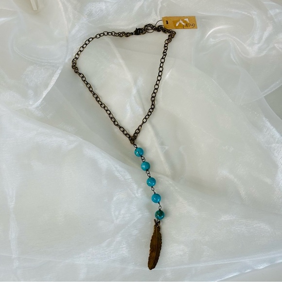 Turquoise Women’s Necklace with Copper Feather! - Picture 3 of 7